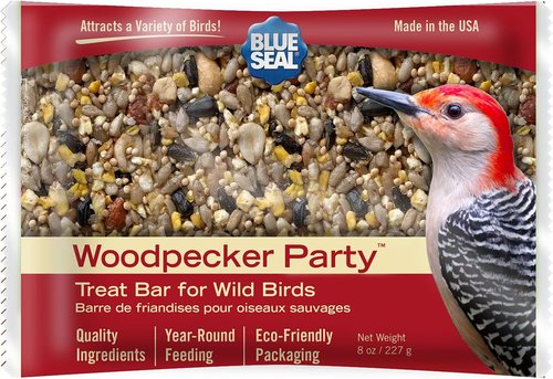 Blue Seal Woodpecker Suet Treat Bars - No Mess Bird Feed for Woodpeckers & Cardinals | 8 oz Cakes (Pack of 12)