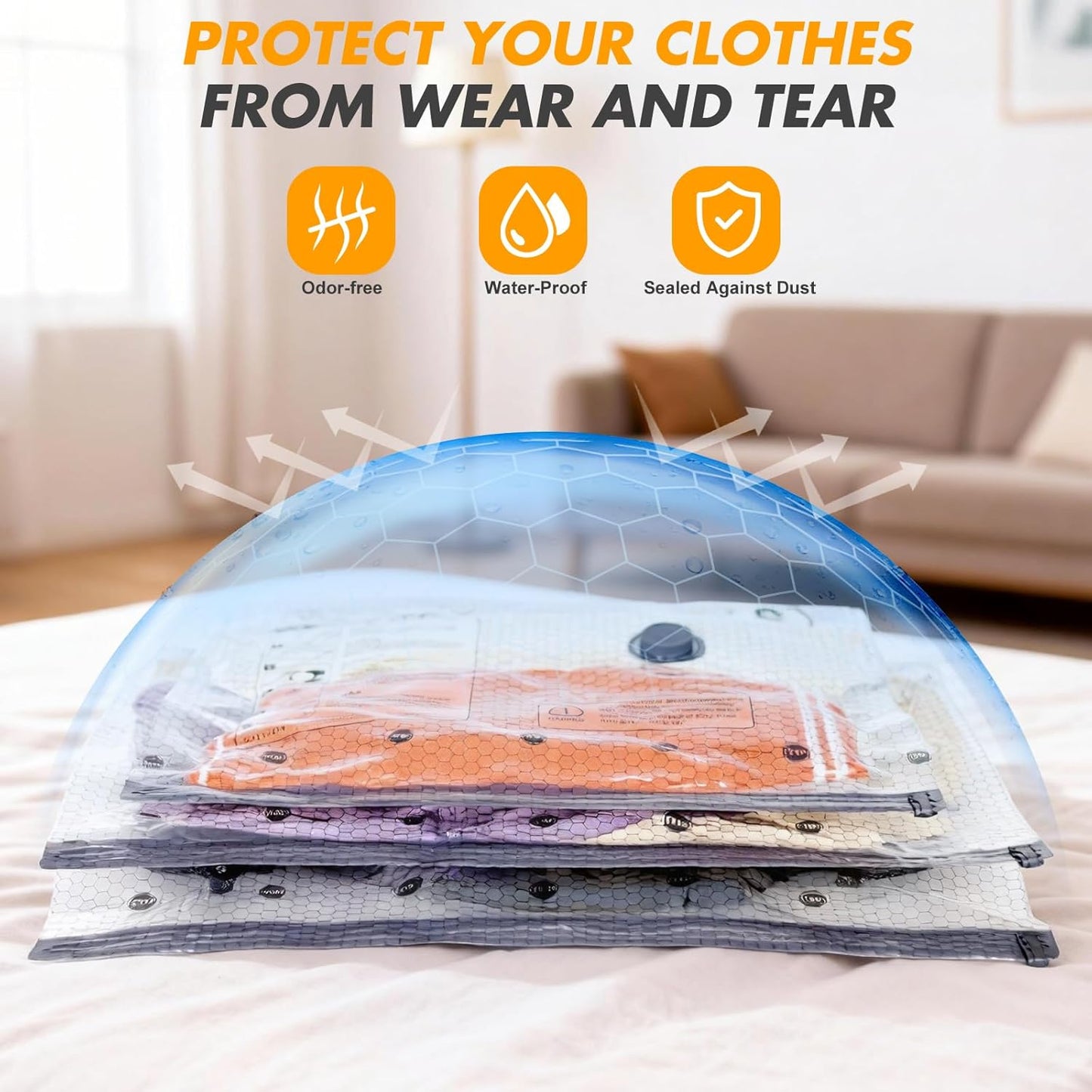 Travel Vacuum Storage Bags - Space-Saving Compression Bags with Portable Electric Pump | 15-Pack for Clothes