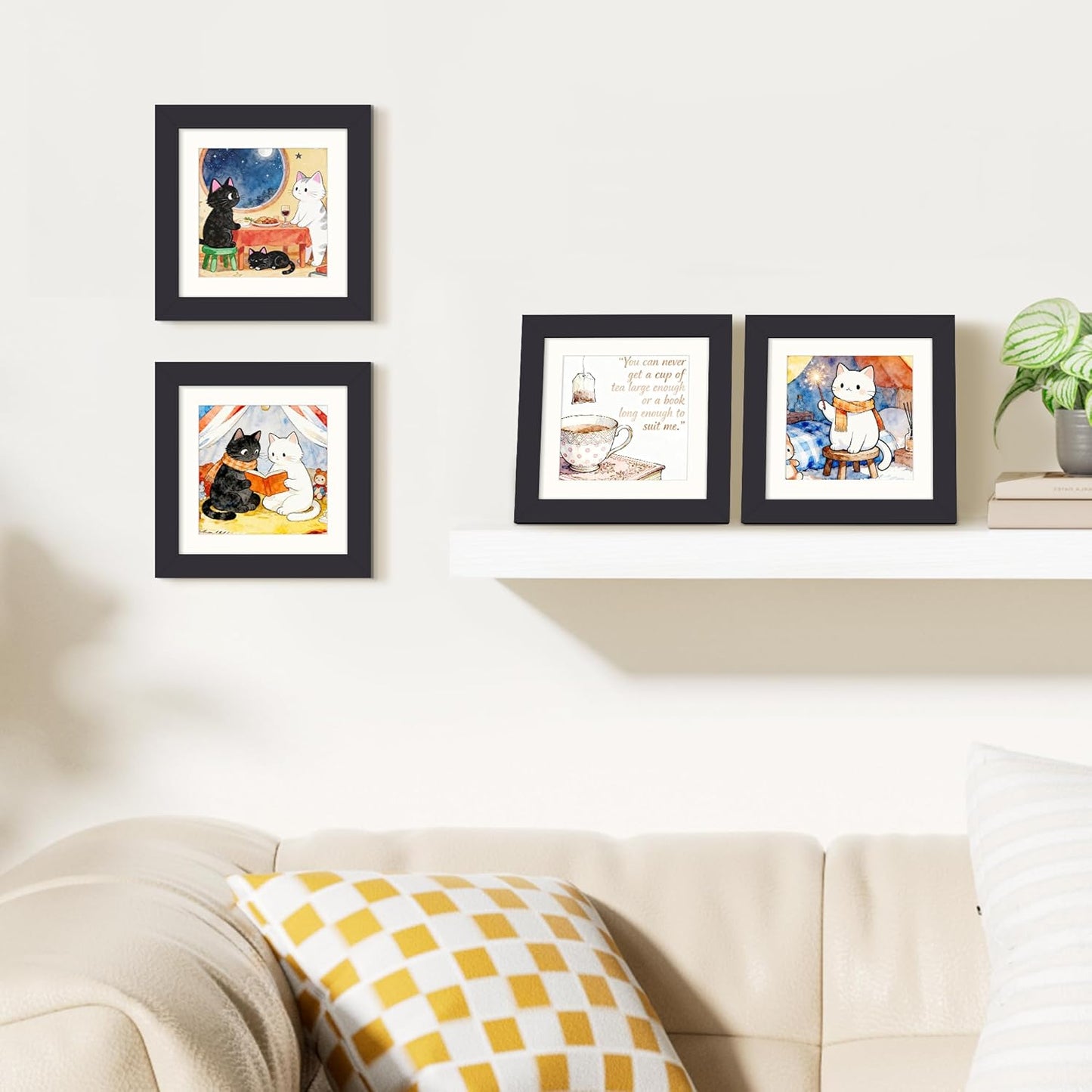 Upsimples 5x5 Picture Frame - Display 4x4 or 5x5 Photos | Black Wall Hanging Frame, 1 Pack