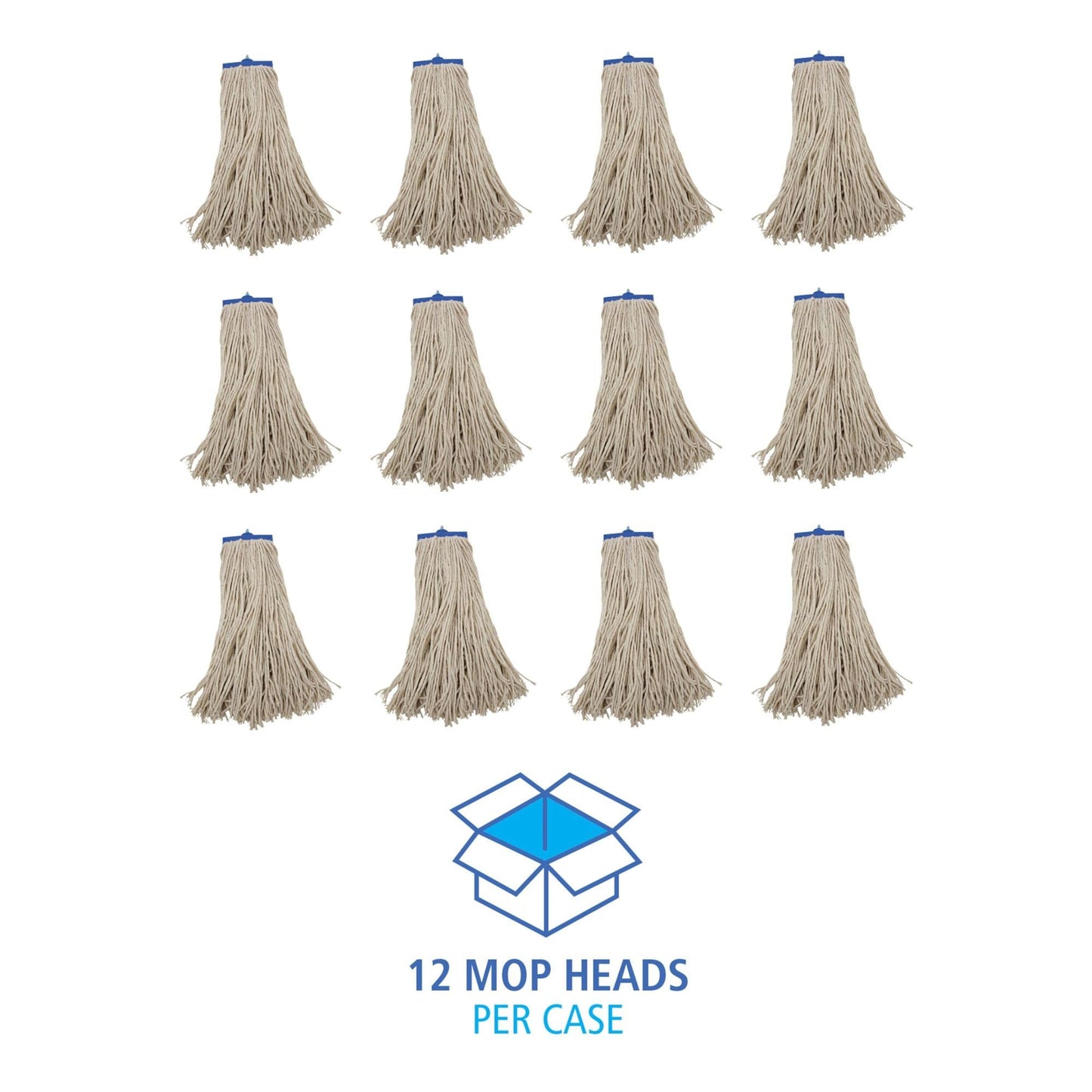 Boardwalk BWK720C Mop Head, Economical Lie-Flat Head, Cotton Fiber, 20oz, White (Case of 12)