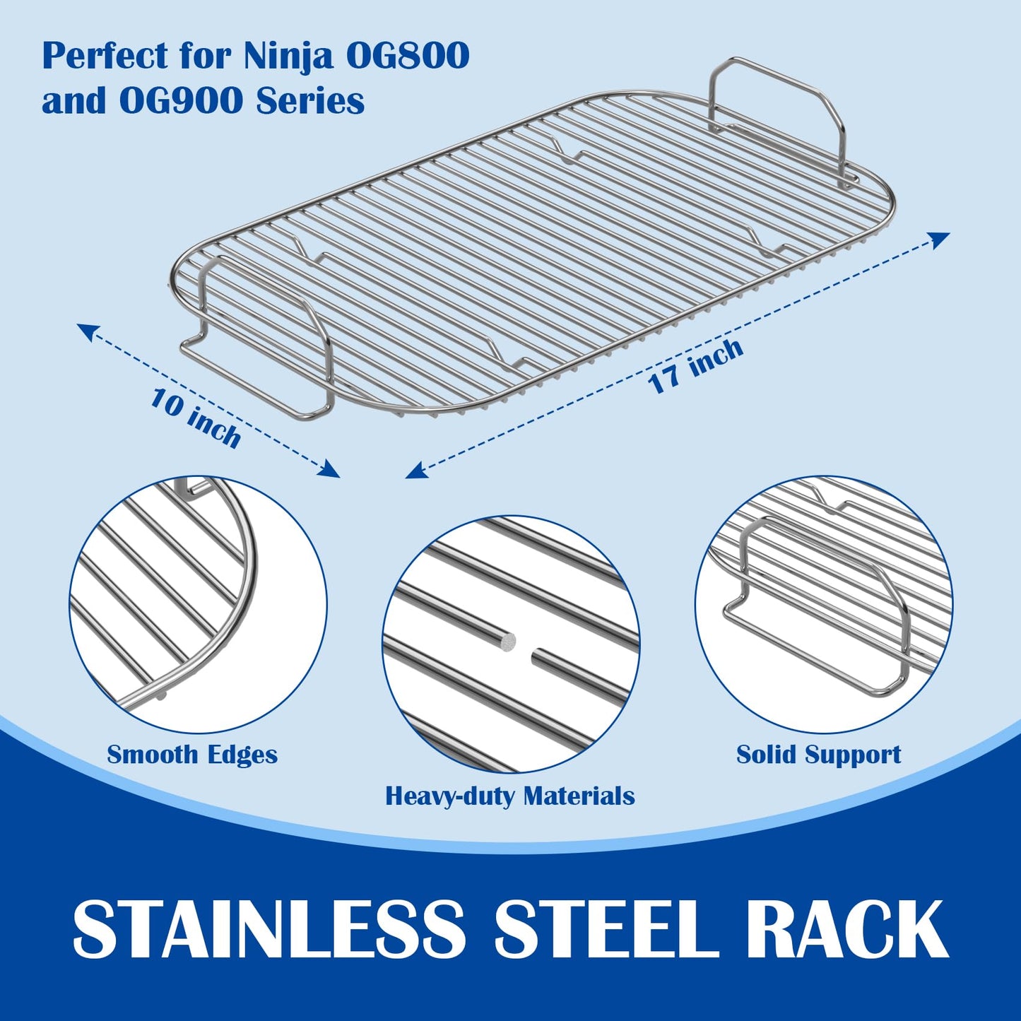 SafBbcue Griddle Plate & Smoke Rack for Ninja Woodfire Pro Connect XL Grill Ninja OG951 OG850 Grill Accessories, XSKGRIDLXL Flat Top Plate & XSKRSTRKXL Roast Rack for Woodfire OG800/900 Series