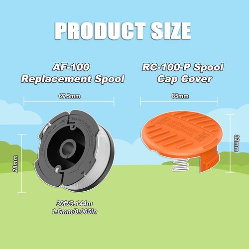 Black and Decker String Trimmer - Durable .065" AFS Automatic Feed Spool, 30ft | 8 Replacement Spools