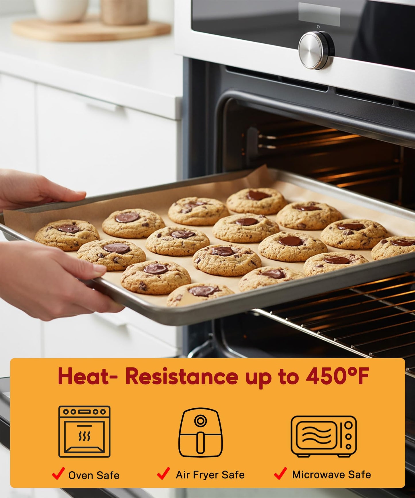 200 Pcs Parchment Paper Baking Sheets, 12x16.5 Inches Non-Stick Precut Baking Parchment, for Baking Cooking Cookie Bread and Air Fryer - Unbleached