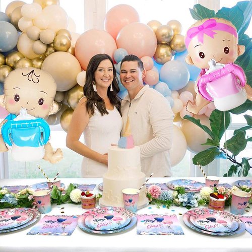 AnnoDeel 2 Pcs 20" x 31" Baby Balloon,Boy and Girl Large Size and Thickened Foil Balloons,Helium Balloons for Wedding Birthday Party Decoration