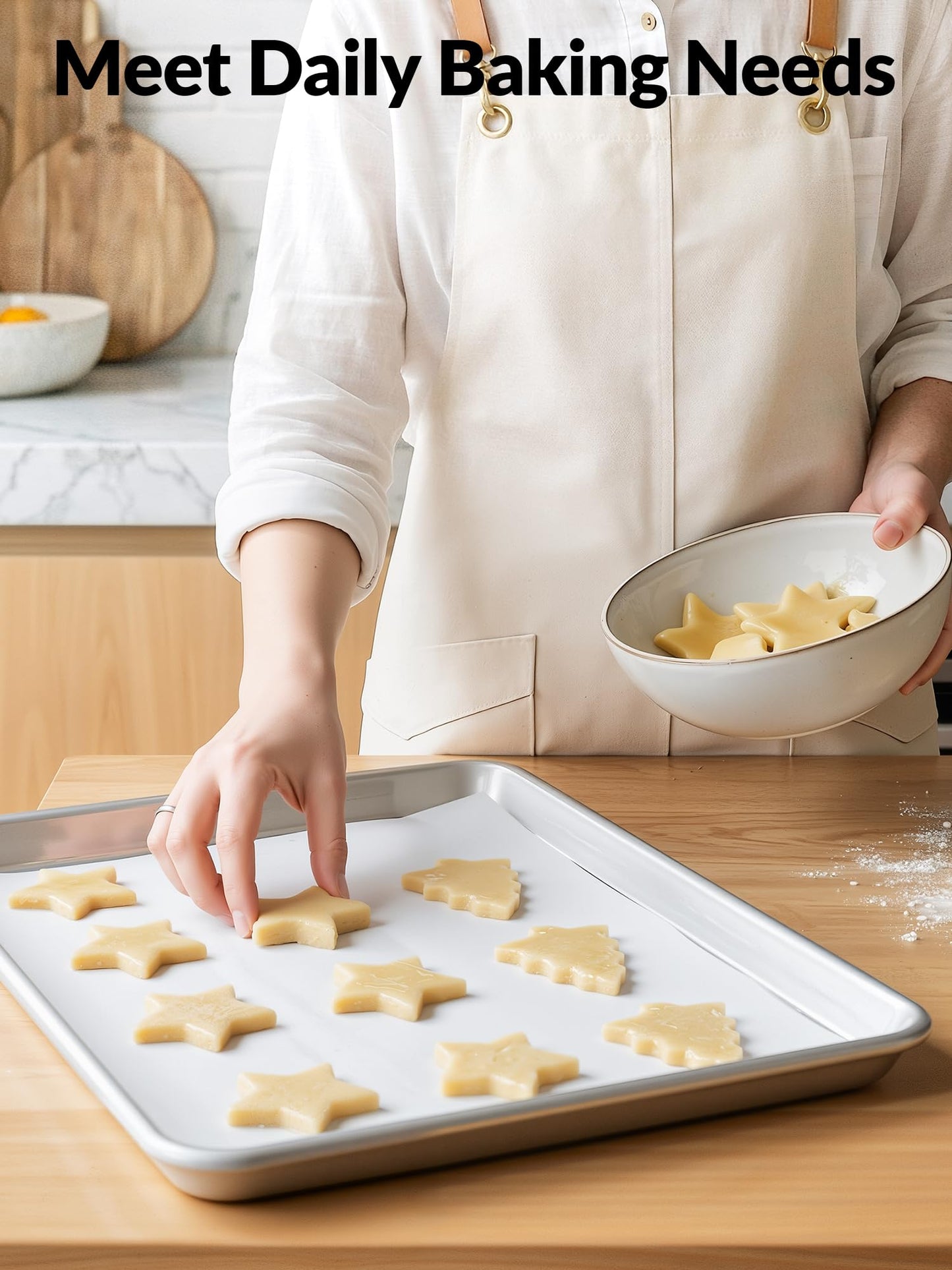 SMARTAKE 200 Pcs Parchment Paper Baking Sheets, 8x12 Inch Non-Stick Precut Baking Parchment, Suitable for Baking Grilling Air Fryer Steaming Bread Cup Cake Cookie and More (White)