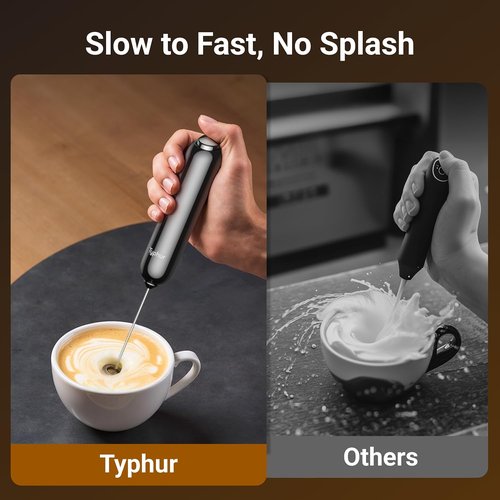 InstaWhisk Milk Frother - Battery Operated Handheld Coffee Foam Mixer with Variable Speed & Stand