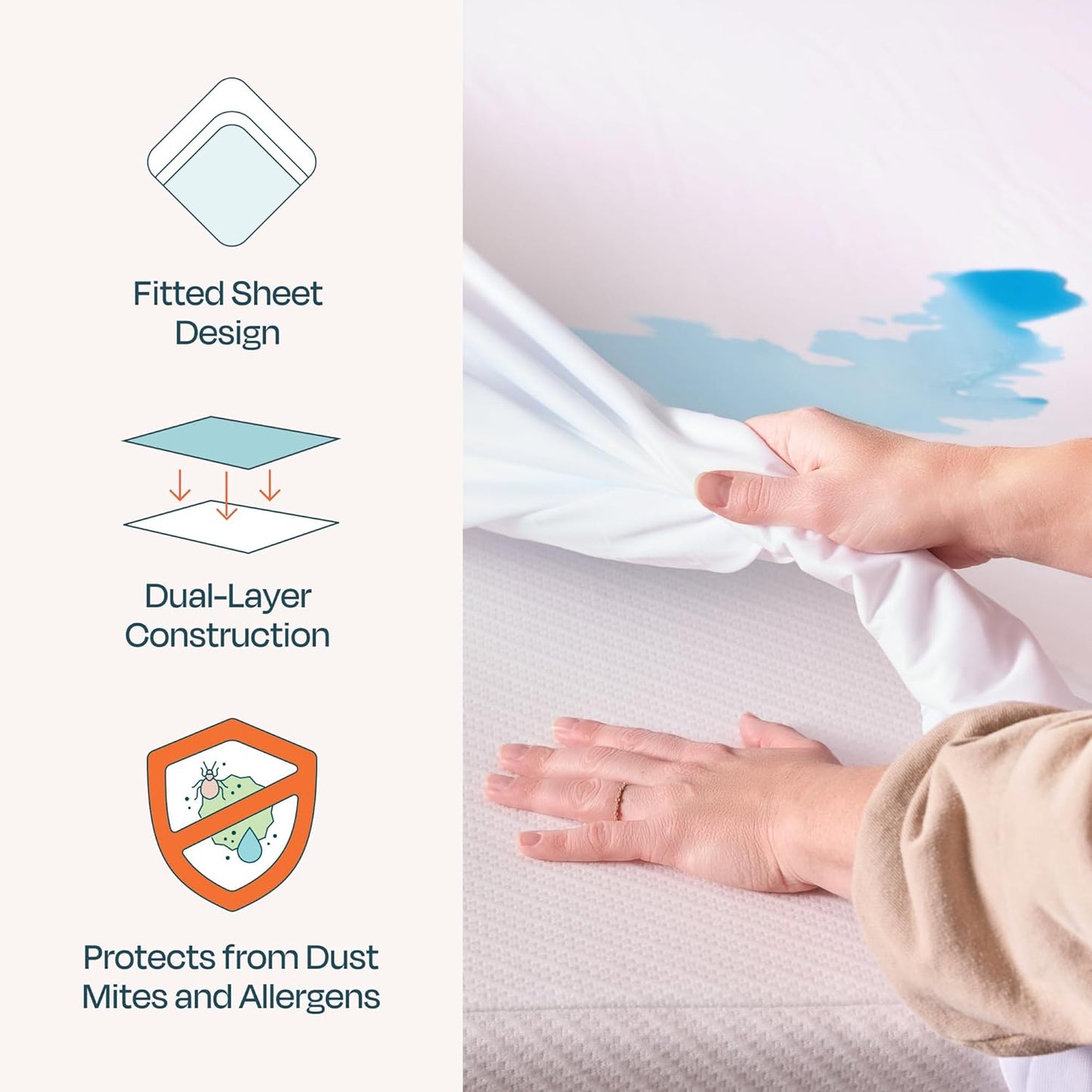 Linenspa Waterproof Mattress Protector - Twin Size, Breathable & Machine Washable, White
