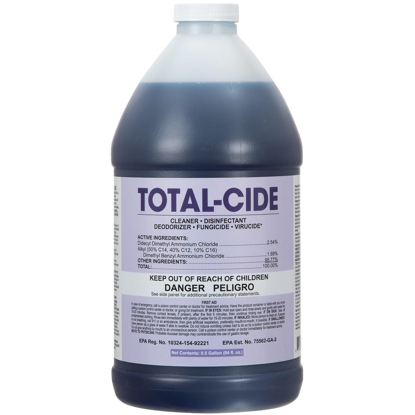 ForPro Total-Cide Disinfectant Solution, 2X Concentrated Formula, Hospital Grade Sanitizer & All Purpose Cleaner, 64 Fl Oz