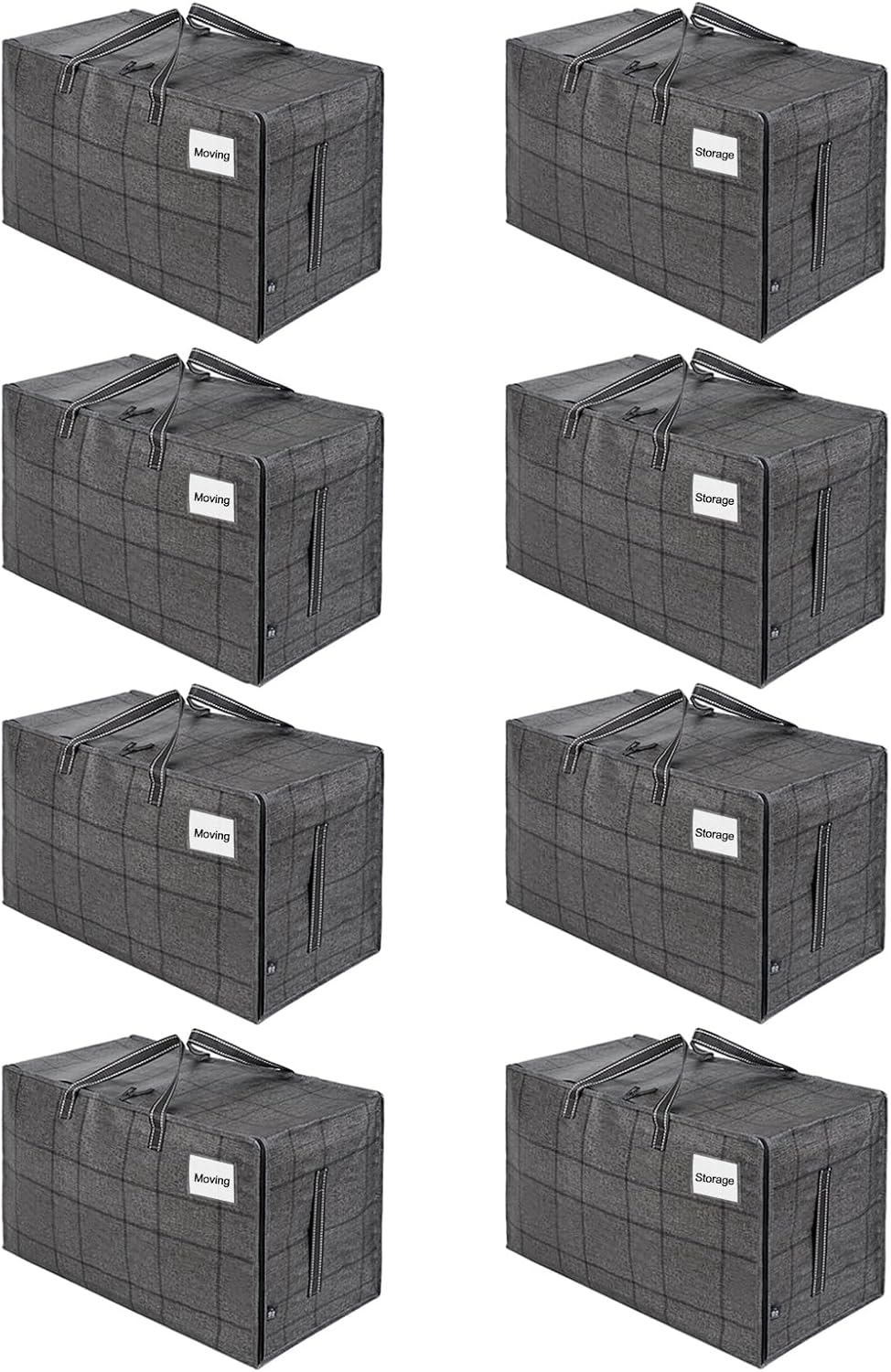 VENO Extra Large Heavy Duty Moving Bags - 8 Pack with Wide Opening & Reinforced Handles | Reusable Storage Totes for Clothes & Dorm Essentials