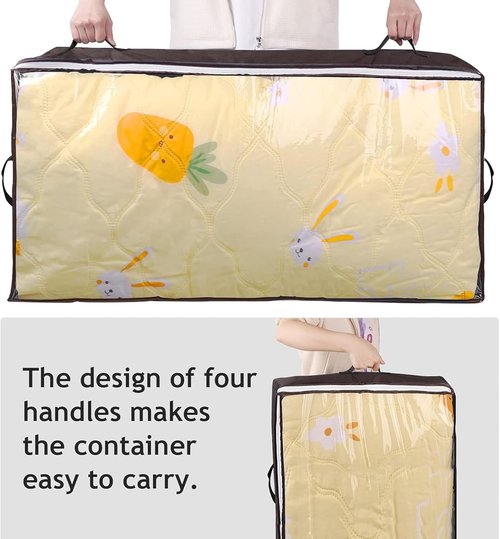 Budding Joy 6-Pack 90L Underbed Storage Containers - Large Capacity Foldable Bins with Clear Window | Brown