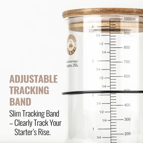 Cozy Bread® Digital Sourdough Starter Jar – 34oz Glass Fermentation Jar with Digital Temperature & Humidity Sensor | Perfect for Growing Sourdough Starter | USA Brand