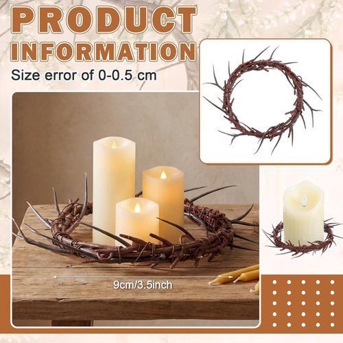 Daifunli Jesus Crown of Thorns - Elegant Headpiece Candle Holder Ring Wreath | Religious Home Decor