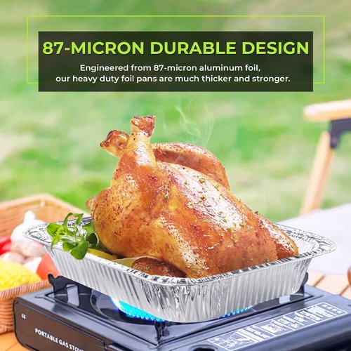 biocean Aluminum Pans 9x13 Inch 30 Pack, Extra Heavy Duty Foil Pans with Half Size Deep Steam Aluminum Tray Tin Foil Pans for Prepping Food, Storing Heating, Cooking, Baking, Roasting