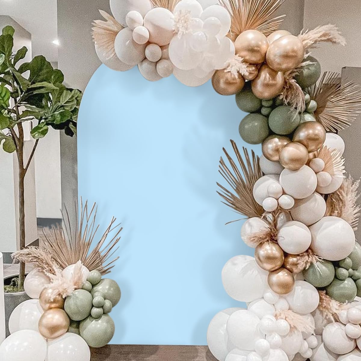 Socomi Blue Wedding Arch Backdrop Cover Spandex 7.2FT Fitted Stretchy Chiara Arches Stand Covers for Birthday Party Bridal Baby Shower Ceremony Banquet Decoration