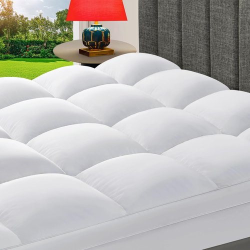 CHOKIT Queen Mattress Topper - Extra Thick Pillow Top for Back Pain Relief | Cooling Bed Cover, Fits 8-21 Inch Deep Pockets