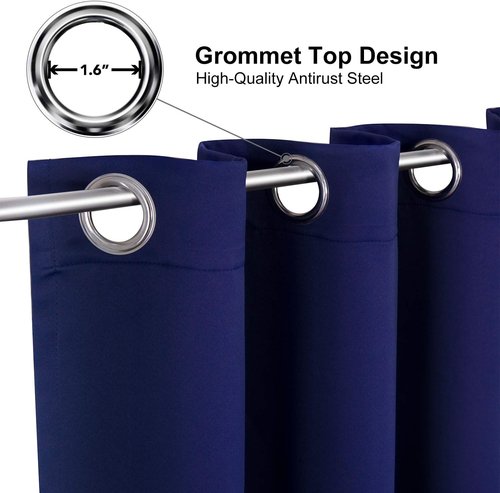ChrisDowa Blackout Curtains - 108-Inch Long Grommet Thermal Insulated Panels | Navy Blue, 2-Piece Set