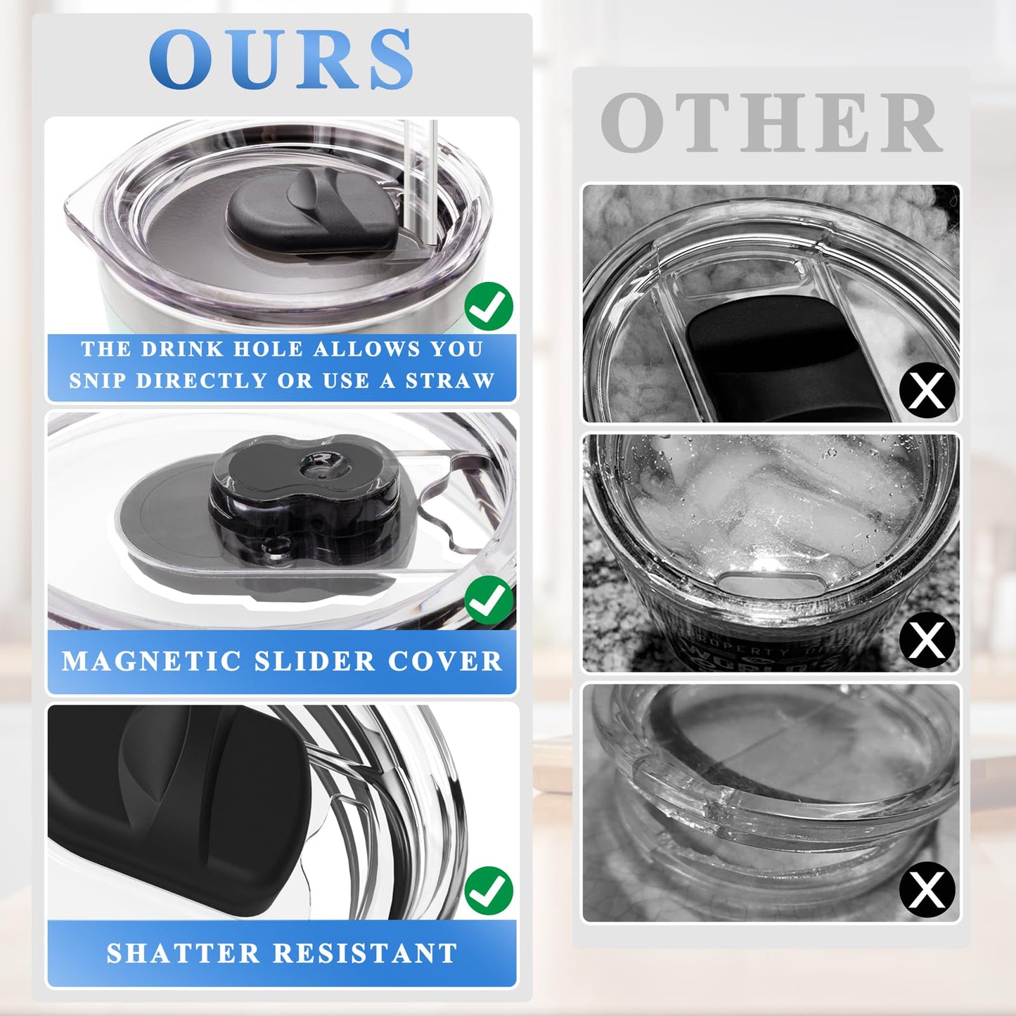 30 oz Tumbler Lid for YETI Rambler Magnetic Slider Lid Splash Resistant Replacement Lid for 30 oz Tumbler, 14 oz Mug and 35 oz Straw Mug, Ozark Trail Old Style RTIC Ember 14 oz, BPA Free (2 Pack)