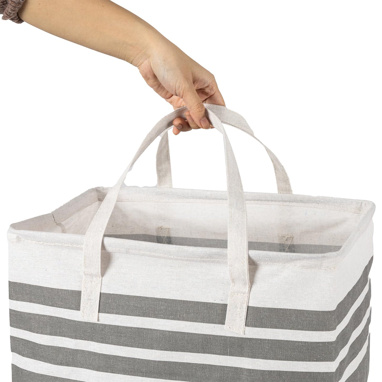 MANYOND 2 Pack Grey Laundry Baskets 75L Large, Collapsible Laundry Hamper Dirty Clothes Hamper Freestanding Waterproof with Reinforced Padded Handles, for Dorm Bedroom Bathroom Apartment Essentials