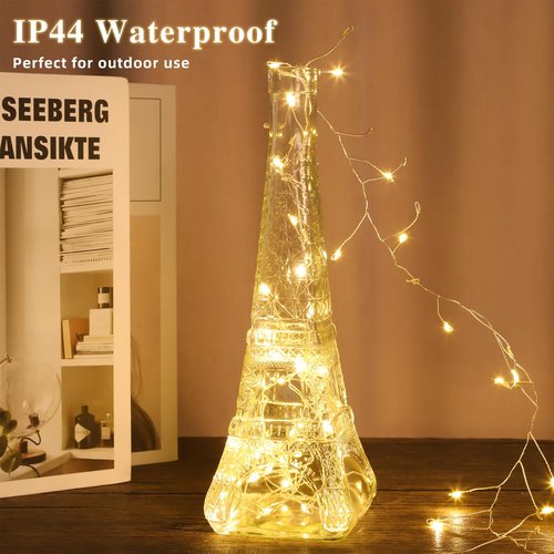 Clearzen Fairy Lights 10 Feet 200 LEDs Cluster Lights Waterproof Firecracker String Light UL Plug Power Supply with Remote 8 Lighting Modes for Ceiling Bedroom Wreath Wedding Christmas, Warm White
