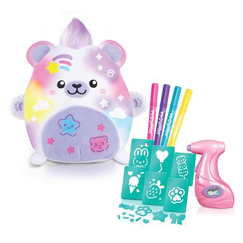 Canal Toys Airbrush Plush Kawaii Squish Bear: Includes Plush Bear, Airbrush Set and Stick on Stencils; Color and wash and Repeat; Create Your own Style