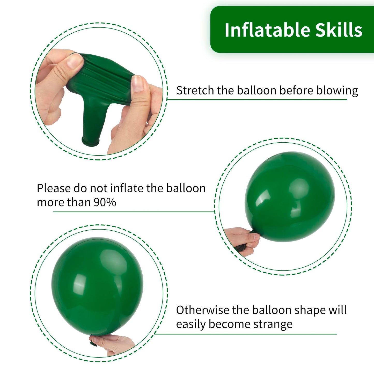 RUBFAC 129pcs Dark Green Balloons Different Sizes 18 12 10 5 Inches Emerald Green Latex Balloon Garland Arch for Masquerade Party Decorations Birthday Baby Shower Wedding Safari Jungle Party Supplies