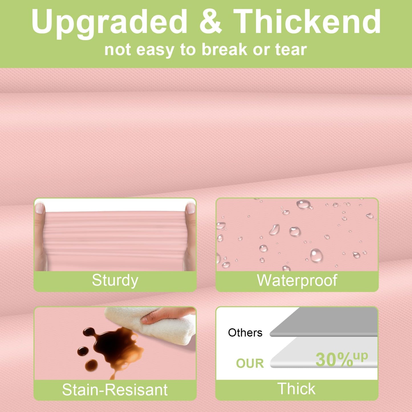QIKSION Blush Pink Plastic Table Cloth Disposable 12 Pack, 54 x 108 Inch Tablecloths for Valentines, Easter, Mothers Day Decorations, Baby Shower Birthday Party, Rectangle Table Cover