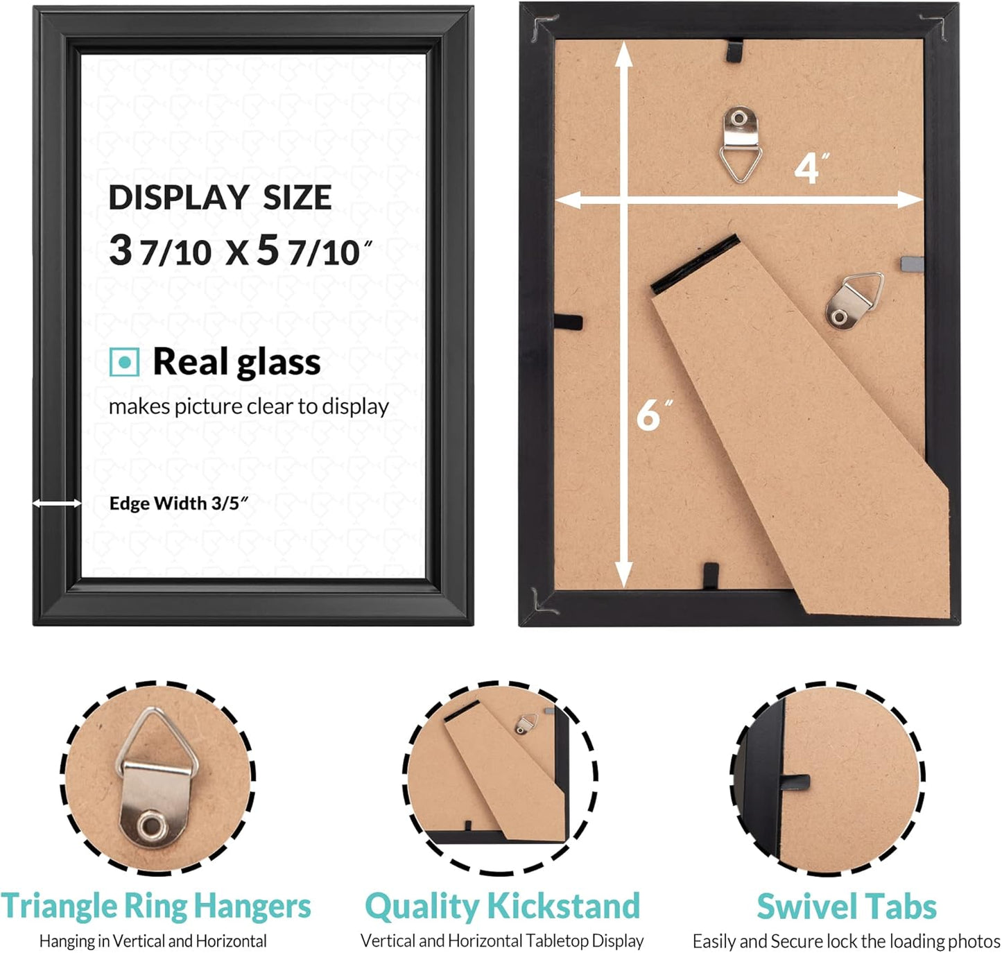 LaVie Home 4x6 Picture Frames - Classic Black Photo Frames Set of 12 with High Definition Glass for Wall & Table Display