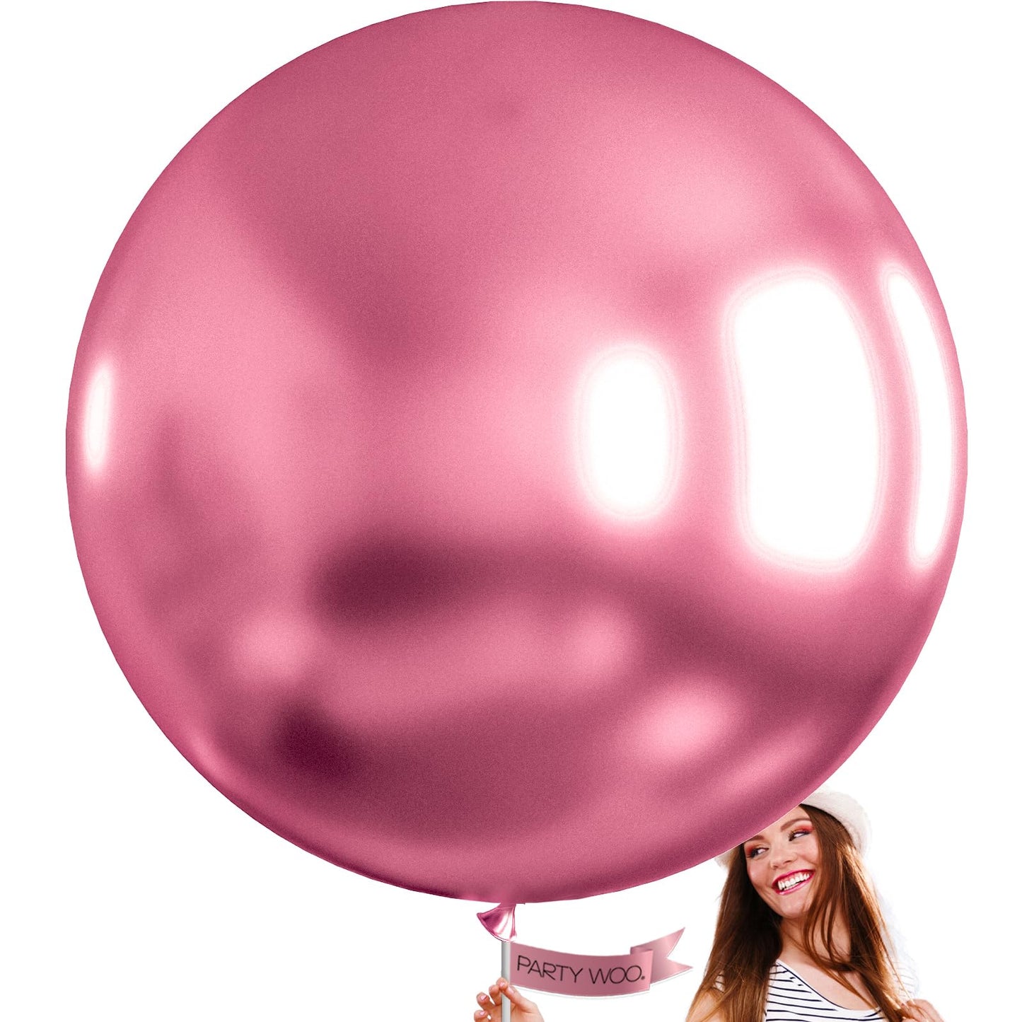 PartyWoo Metallic Pink Large Balloons 4 pcs 36 Inch Giant Big Jumbo Pink Latex Balloons for Birthday Valentine's Day Wedding Baby Shower Anniversary Graduation Party Decorations Pink-G104