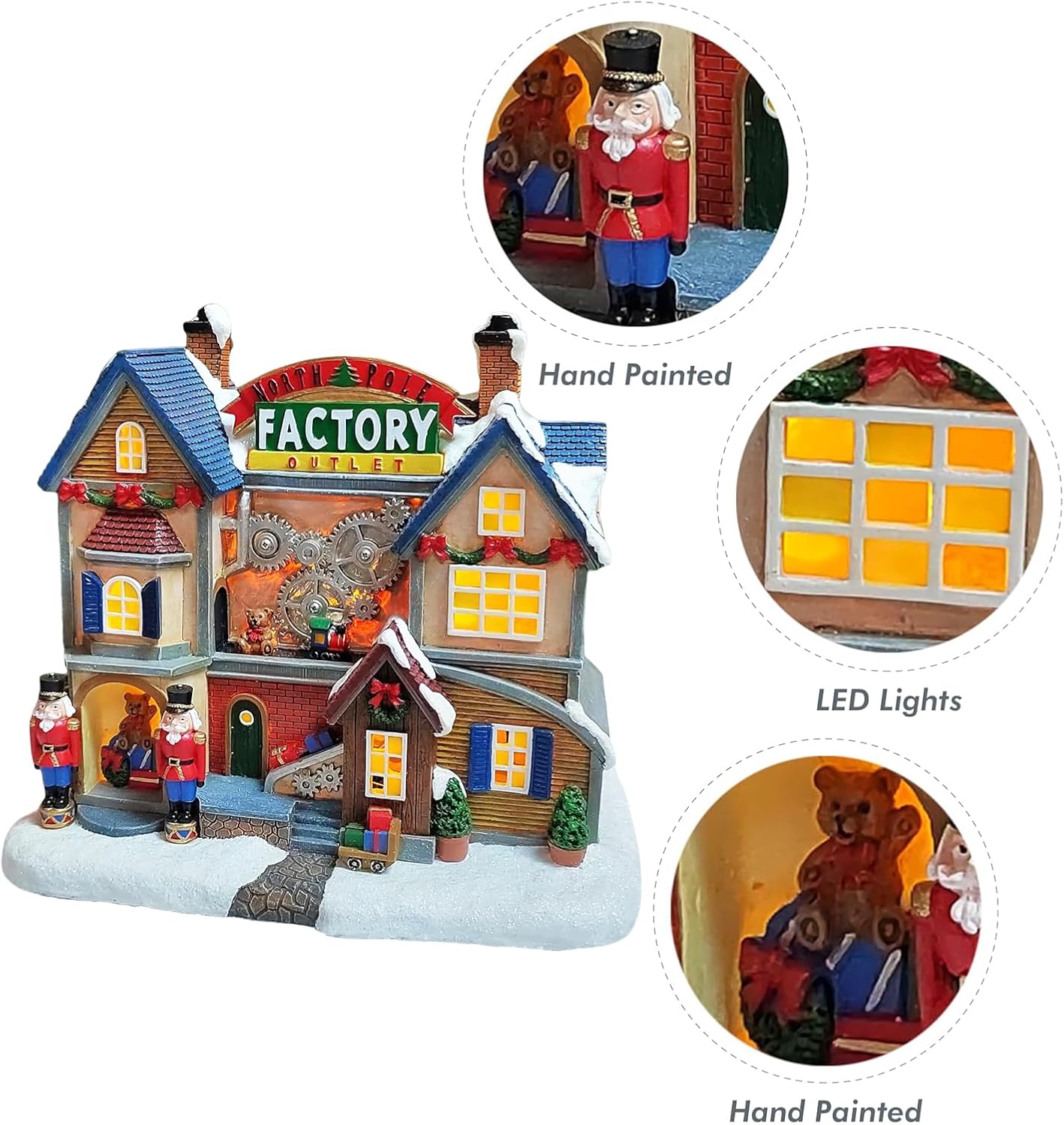 MOMENTS IN TIME LED Lighted Animated Christmas Village House - Hand-Painted Polyresin, 8.3”H