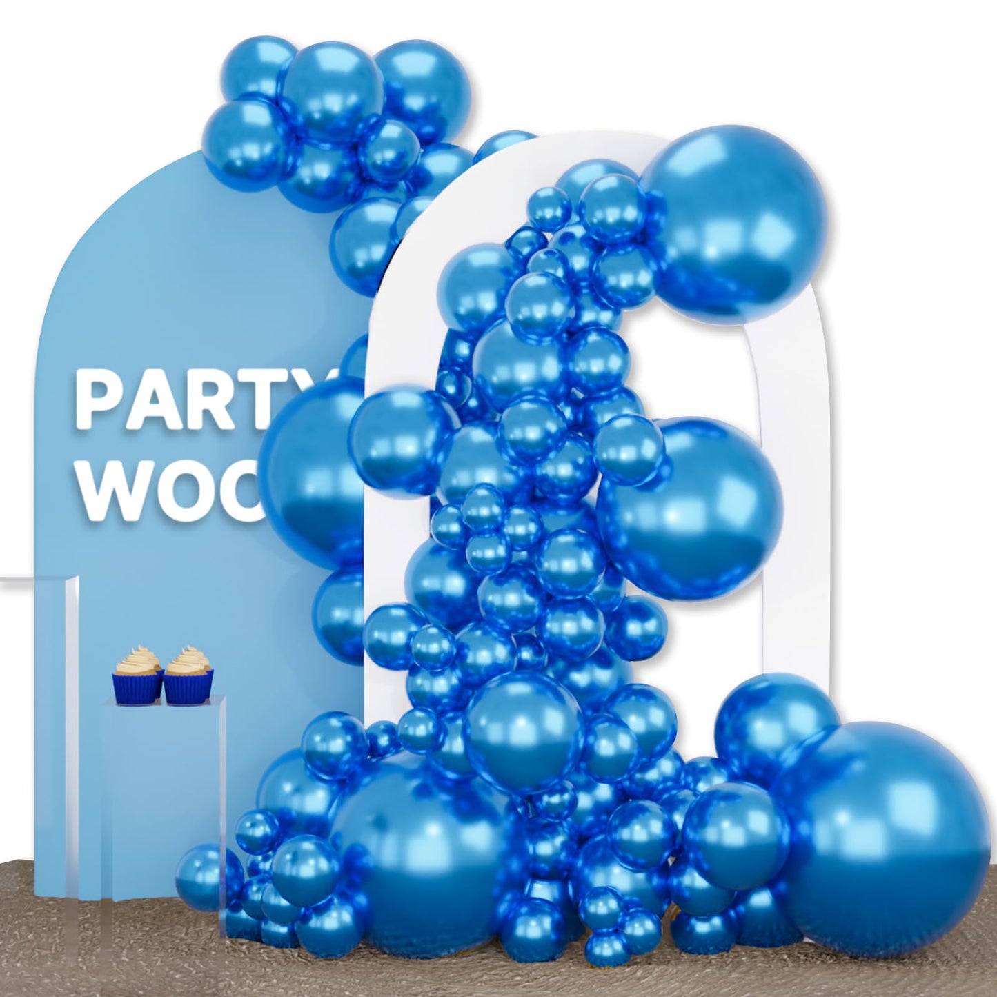 PartyWoo Metallic Blue Balloons 140pcs Different Sizes of 18 12 10 5 Inch Chrome Blue Latex Balloons for Graduation Wedding Baby Shower Wedding Bachelorette Birthday Party Decorations Blue-G106
