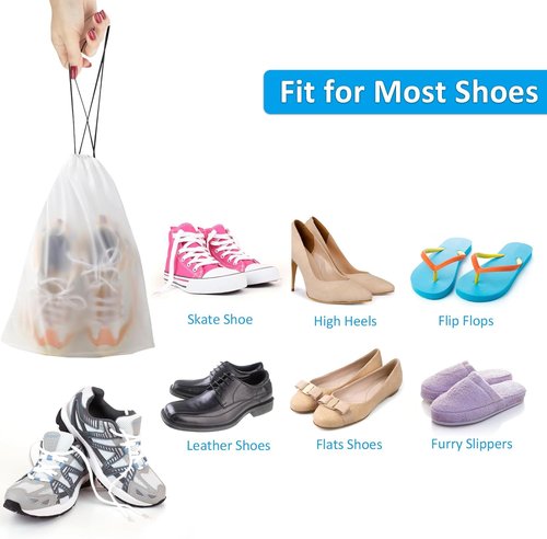 COIDEA Waterproof Travel Shoe Bags - Durable Packing Storage for Men & Women | Clear, 15.7 x 11.8 inches, Set of 5