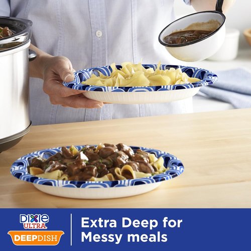 Dixie Ultra Deep Dish Paper Plates - 28 Oz, Heavy Duty & Microwave-Safe | 40 Count, Soak-Proof & Cut Resistant