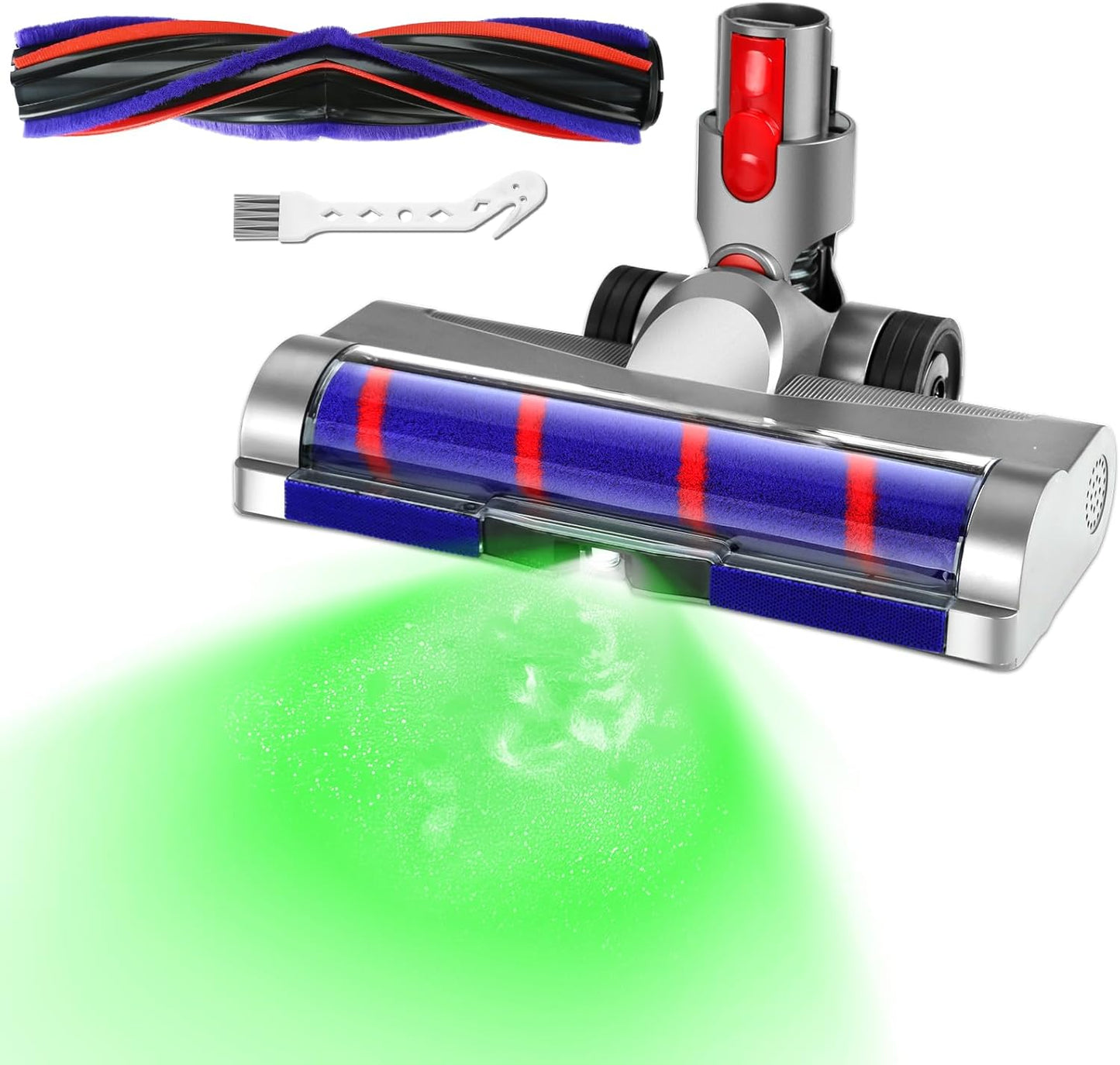 Lemige LED Green Light Head for Dyson V7 V8 V10 V11 V15 | Quick Release, Anti-Tangle Soft Brush Roller for All Floors