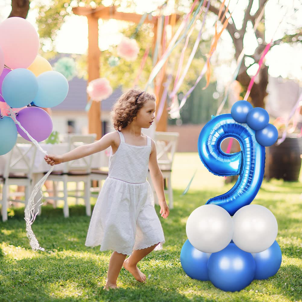 OFFCUP 40 Inch Blue Number 1 Balloon for 1st Birthday Decoration, Birthday Balloons Large Foil Number 1 Balloons Self Inflating for Boys Girls Men Women Birthdays Anniversary Party Decorations