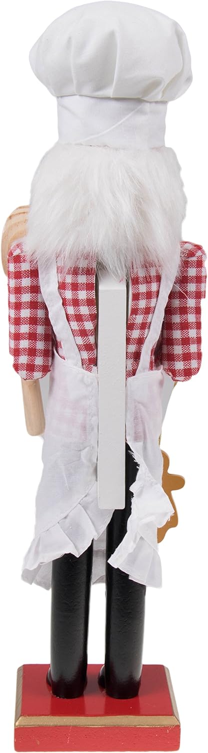 Chef Santa 15-Inch Wooden Nutcracker - Festive Christmas Décor for Shelves & Tables