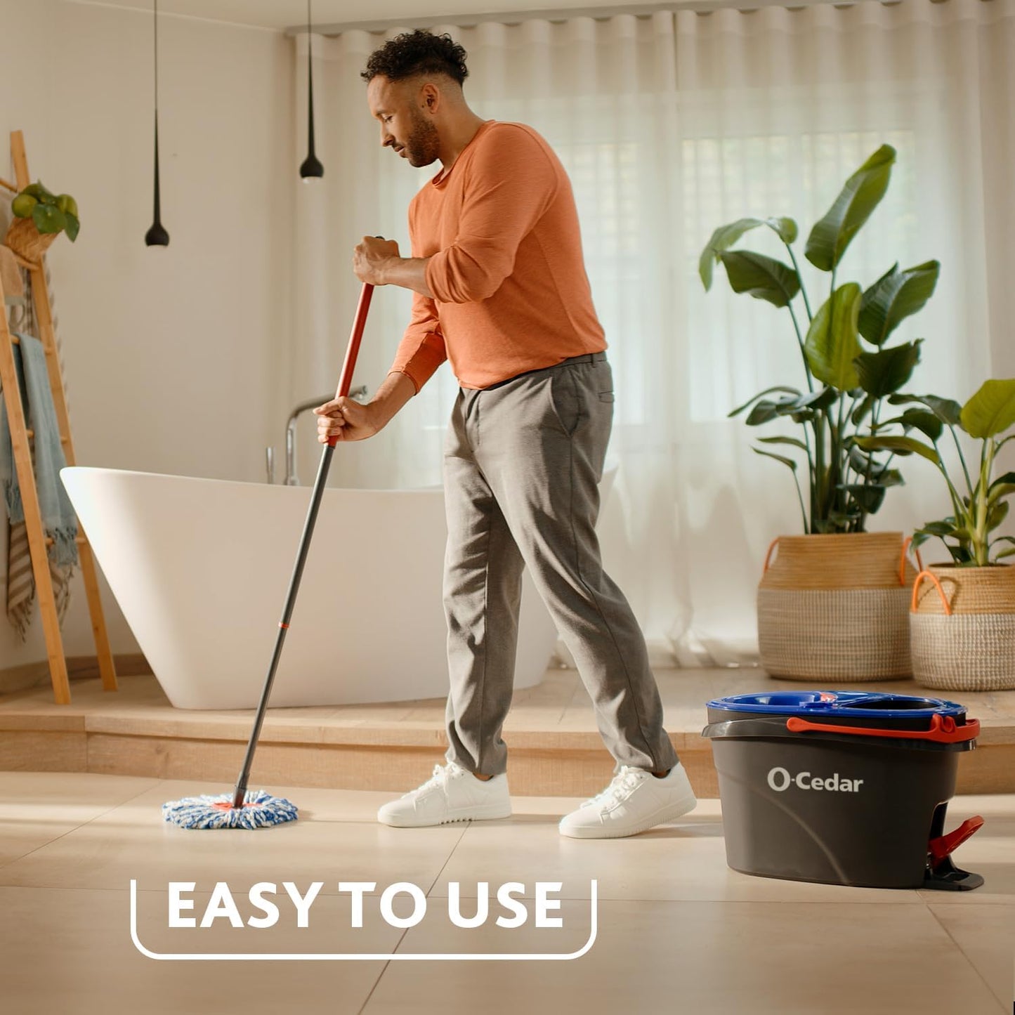 O-Cedar RinseClean Spin Mop System - Effortless Cleaning with Water | Eliminates 99% of Bacteria