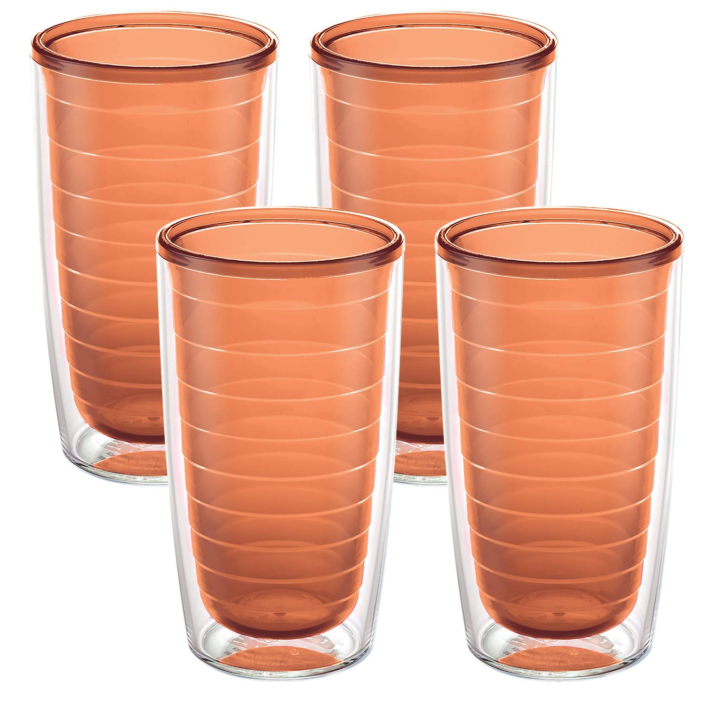 Tervis Clear & Colorful Tabletop Made in USA Double Walled Insulated Tumbler Travel Cup Keeps Drinks Cold & Hot, 16oz - 4pk, Citrus Sunrise