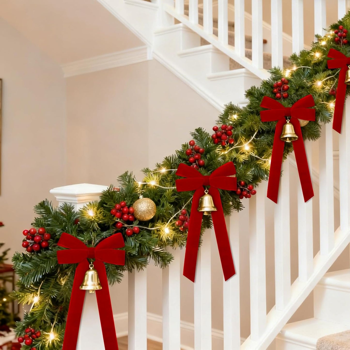 Regine Switzerland 12Pcs Red Velvet Ribbon Bows - 5in X 10in Christmas Tree Decorations & Crafts