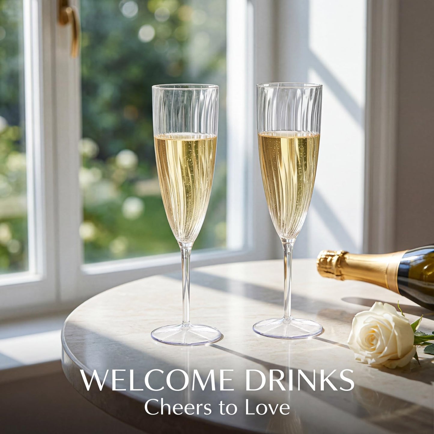 WDF 36PCS Clear Champagne Flutes Plastic - 6 OZ Clear Disposable Champagne Flutes Party Supplies for Wedding/Birthday/Parties/Graduation