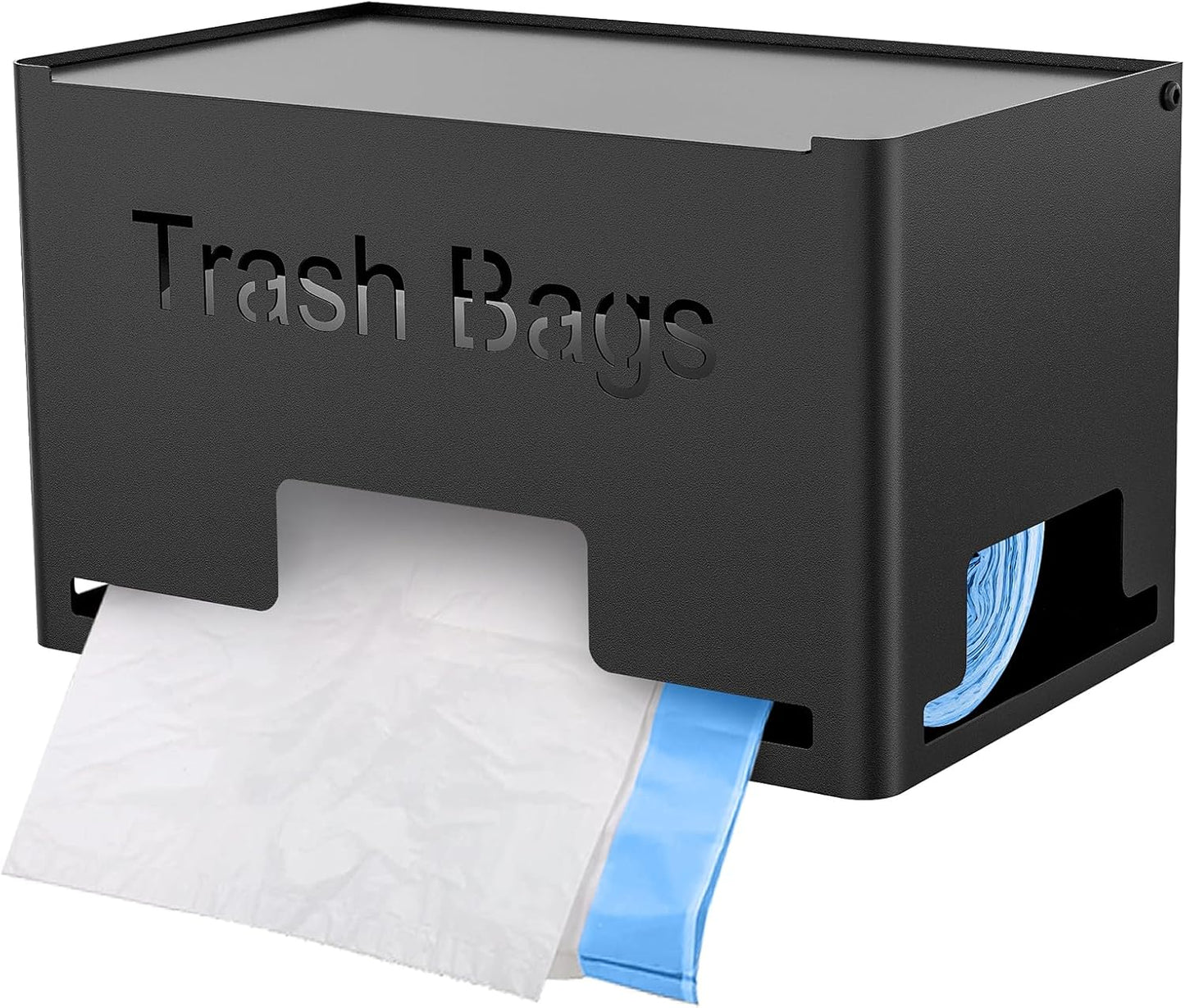 STWWO Large Trash Bag Holder Dispenser - Metal Kitchen Organizer for Under Sink | Wall Mounted or Freestanding, Black