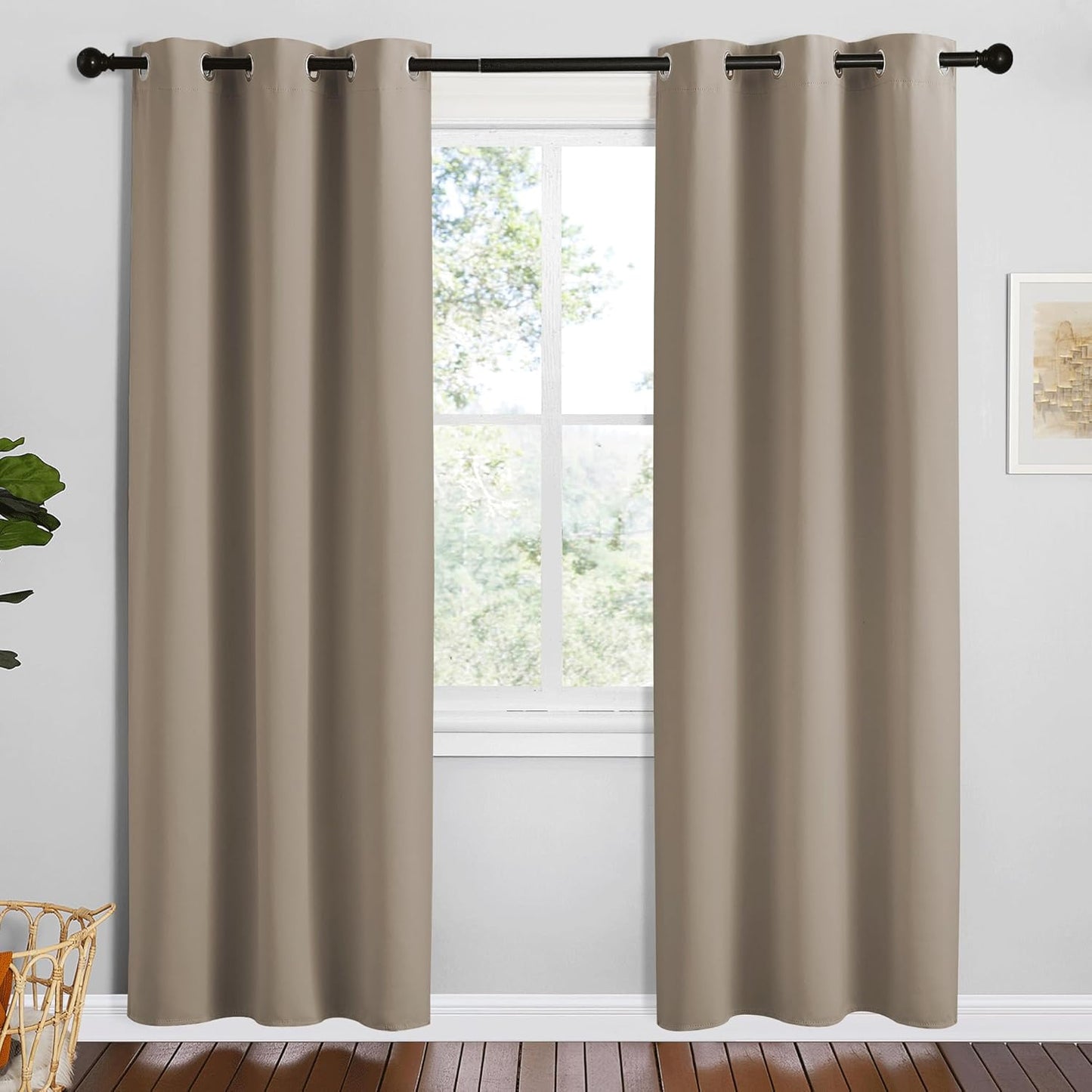 NICETOWN Taupe Room Darkening Curtains - Thermal Insulated Grommet Drapes, 42" x 78" | Set of 2