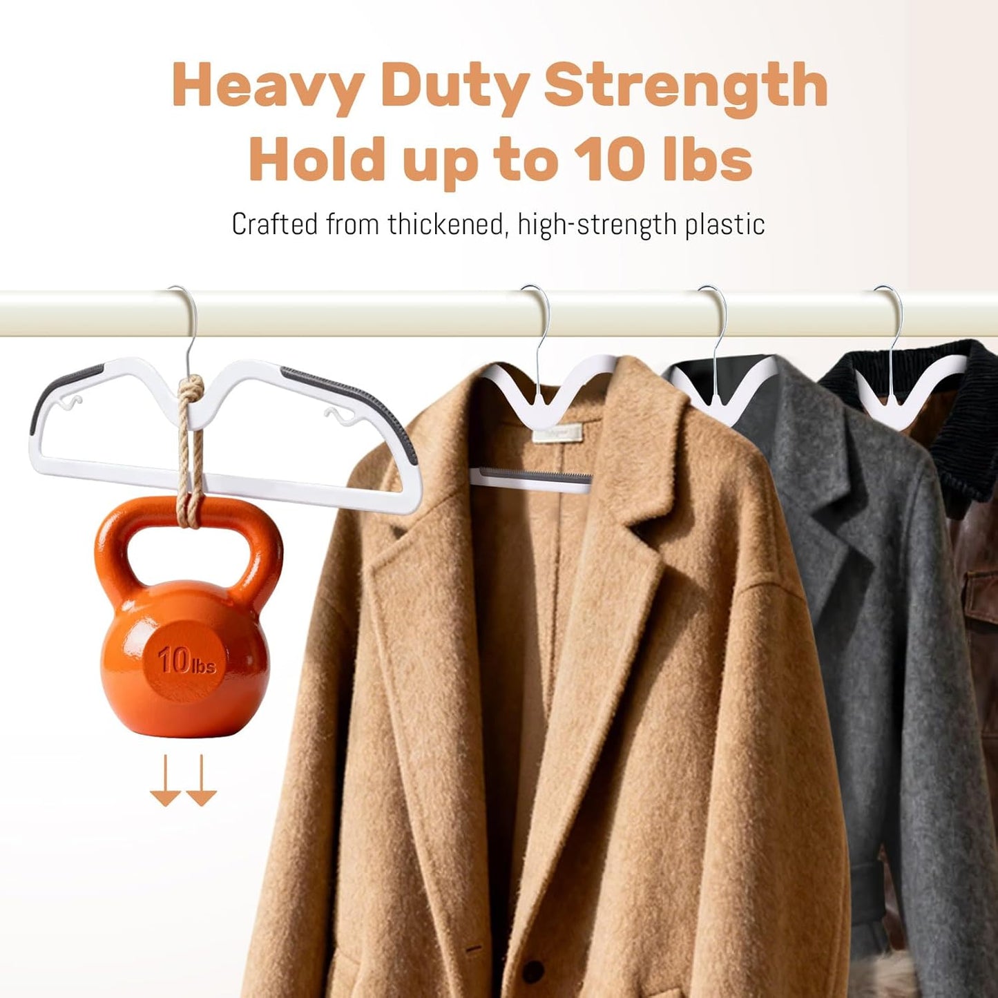 Sishynio Heavy-Duty Plastic Hangers - 20 Pack Non-Slip Space-Saving Closet Organizer for Shirts & Coats (Grey)