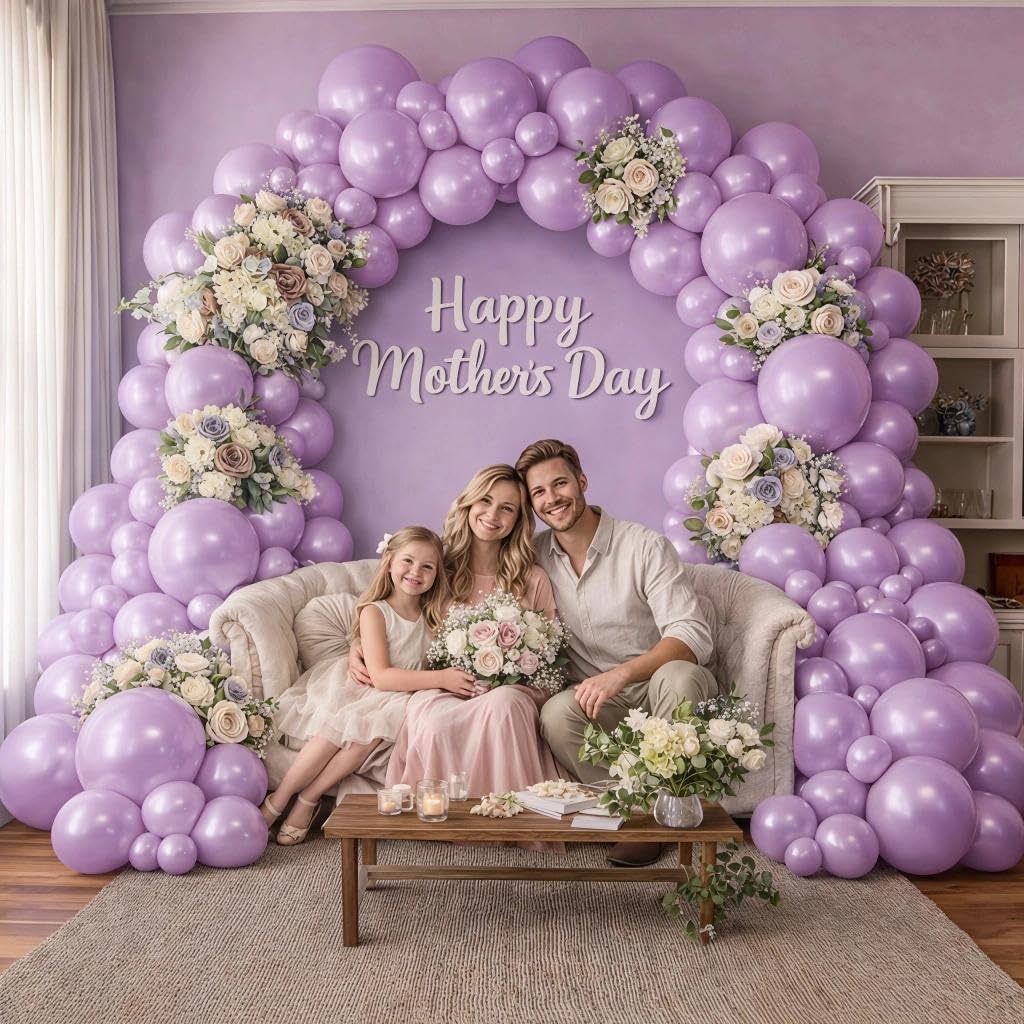 Skiennix Pearl Purple Balloons - Double Stuffed Light Lavender & Lilac for Birthday & Baby Shower Decor | 18/12/5in Sizes
