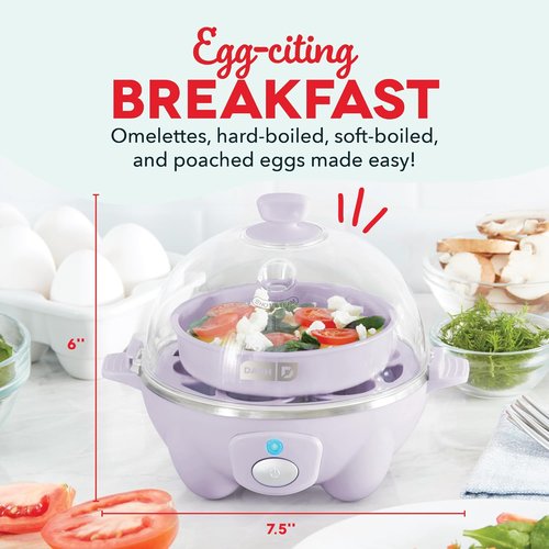 Dash Rapid Egg Cooker - Versatile Boiler, Poacher & Steamer - Holds 7 Eggs, Lavender | BPA Free & Dishwasher Safe