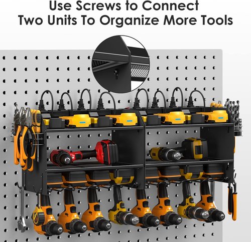 CCCEI Modular Power Tool Organizer - Wall Mount Charging Station & Heavy-Duty Storage Shelf | Black, 1 Pack
