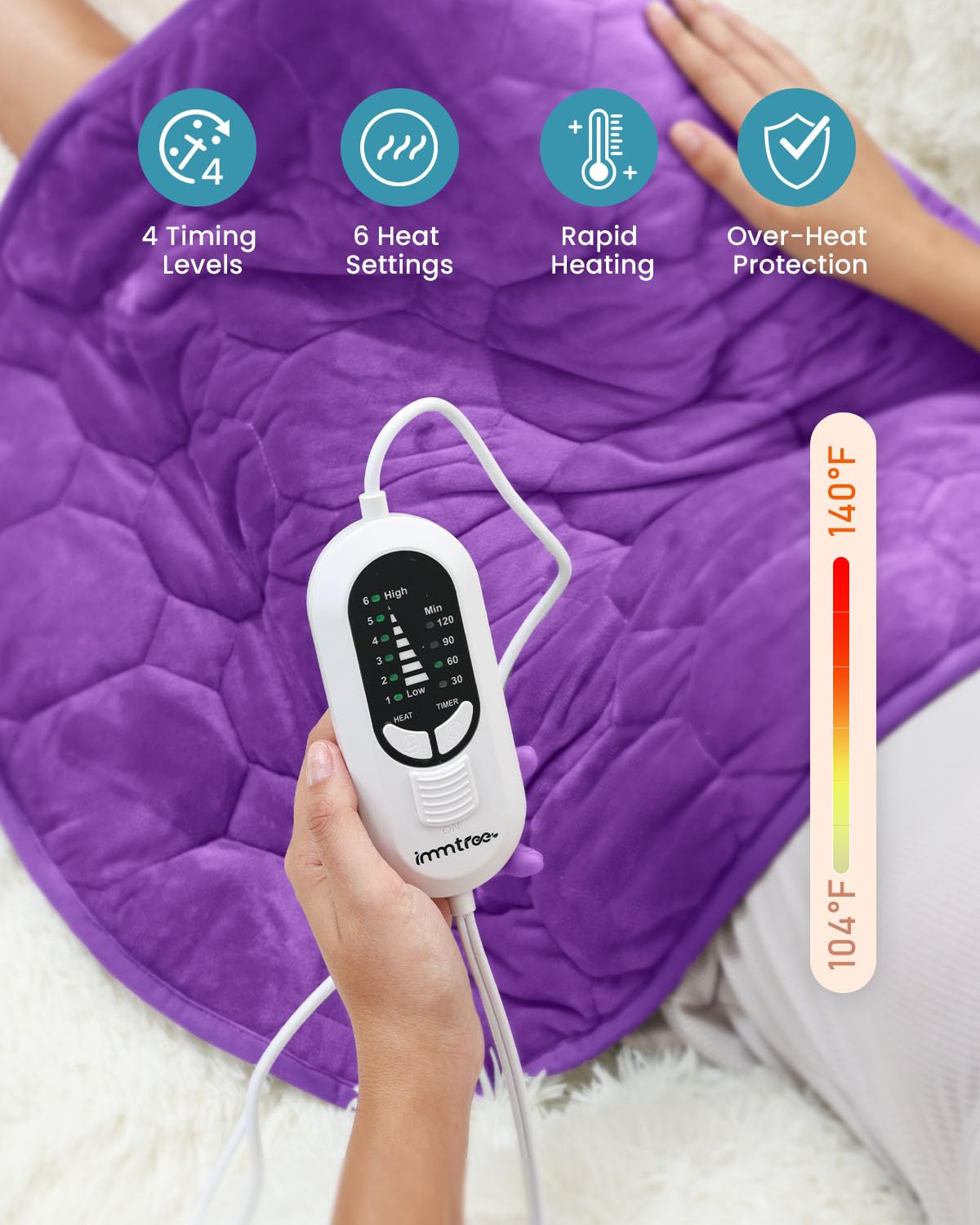 immtree Weighted Heating Pad 5lbs for Deeper Pain Relief,Extra Large(29x24) Weighted Heating Blanket with Fast Heat Technology,Weighted Lap Heated Blanket,Weighted Heated Pad for Back and Shoulder