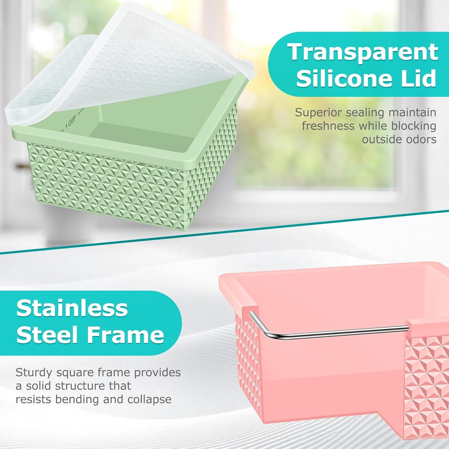 Silicone Freezer Molds - 2-Cup Stackable Soup Cube Storage Tray with Lid | 4-Pack, Oven & Dishwasher Safe