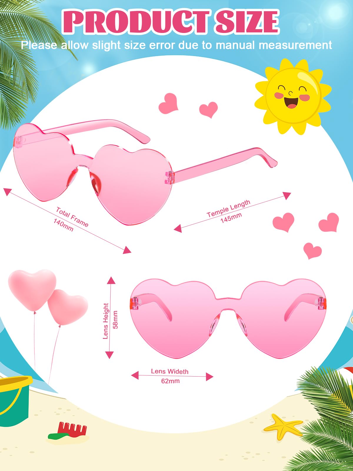 AGGKKY 12 Pairs Heart Shaped Sunglasses for Women Colorful Glasses Fun Trendy Transparent Heart Sunglasses Party Favor