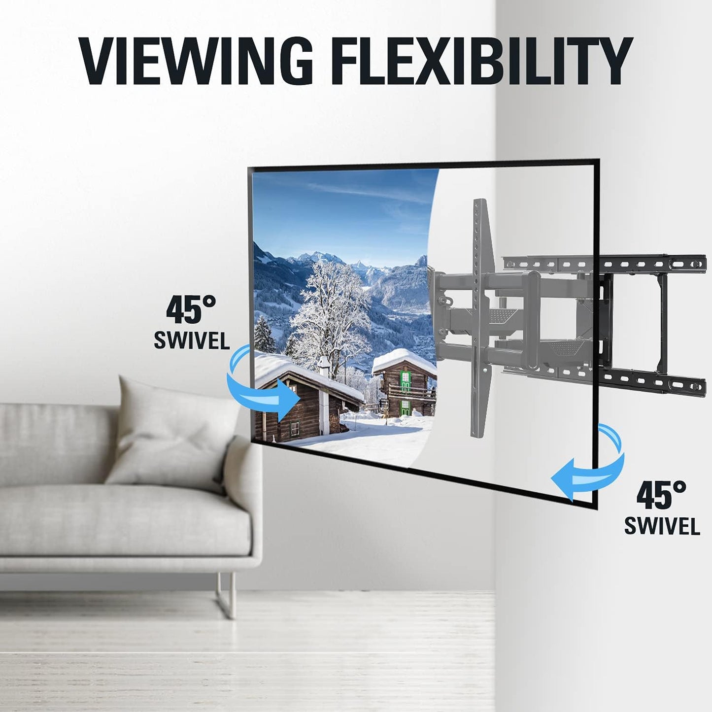 Mounting Dream Full Motion TV Mount - Adjustable Swivel & Tilt for 42-84 Inch TVs | Max VESA 600x400mm, 100 LBS Capacity