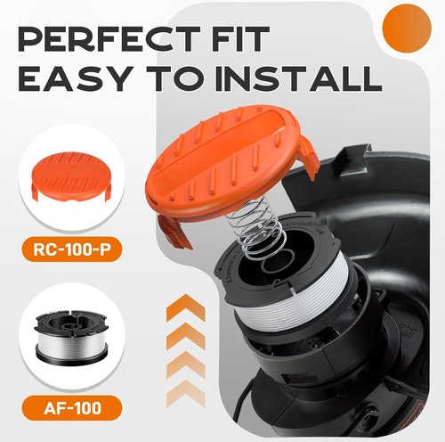 AF-100 Weed Eater Spool - Compatible with Black and Decker BESTA510, LST522, LSTE525 | 30ft, 0.065” | 3-Pack